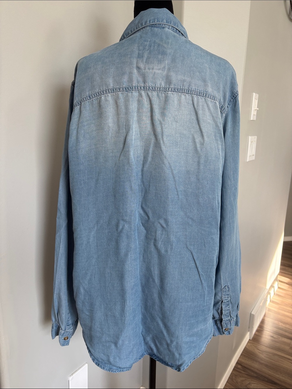 Light Wash Denim Button-Front Shirt - Picture 5 of 5